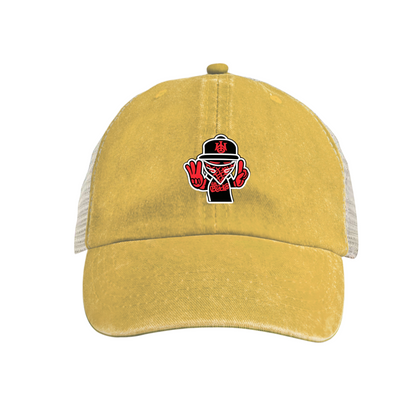 Hip Hop Bandana Guy Peace Sign Khaki Washed Mesh Streetwear Trucker Hat