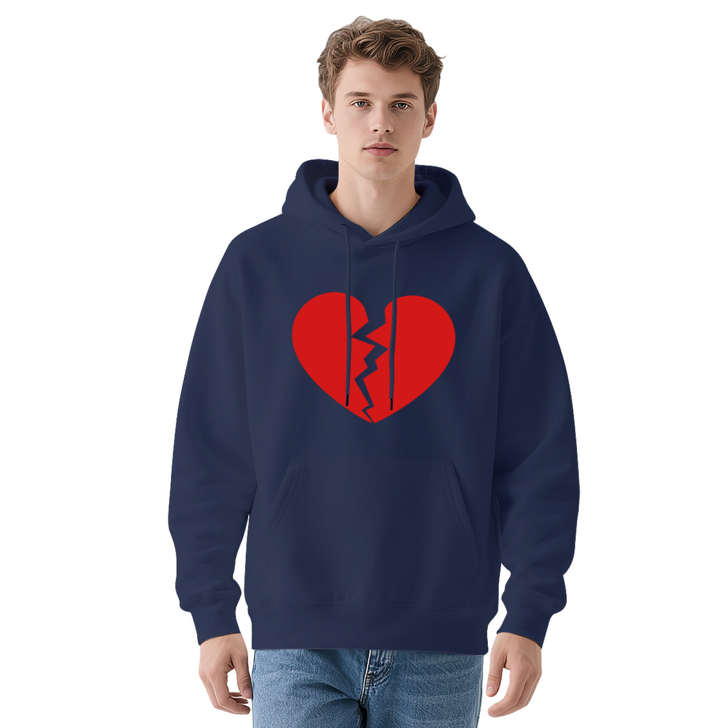 Broken Heart Edgy Comfort Black Hoodie, Unisex Street Pullover