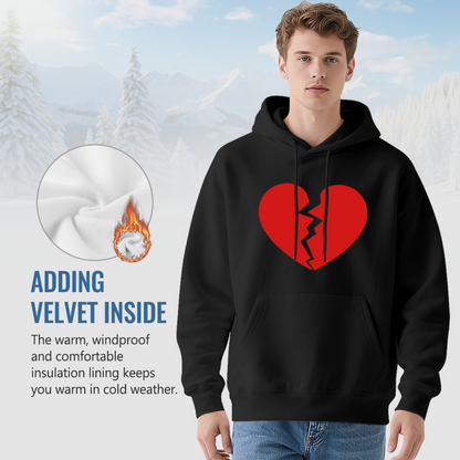 Broken Heart Edgy Comfort Black Hoodie, Unisex Street Pullover