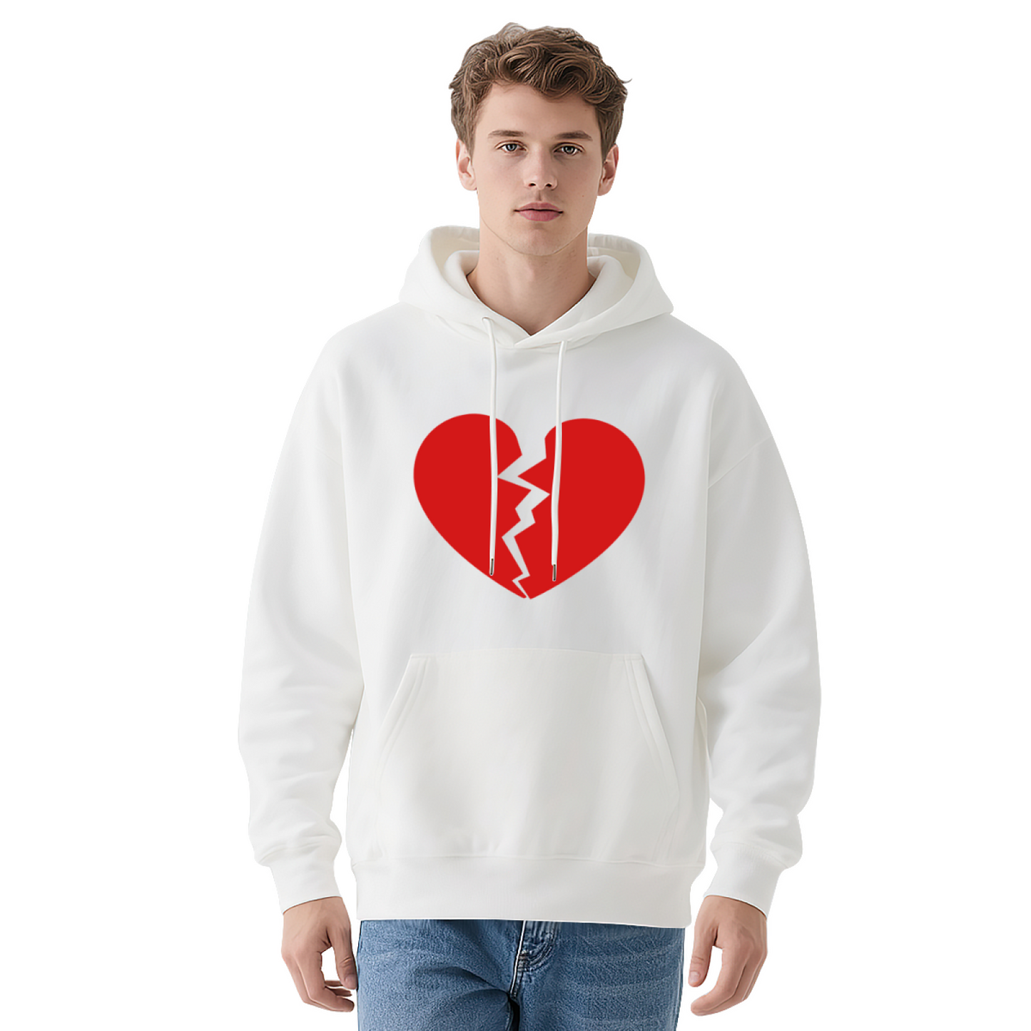 Broken Heart Edgy Comfort Black Hoodie, Unisex Street Pullover