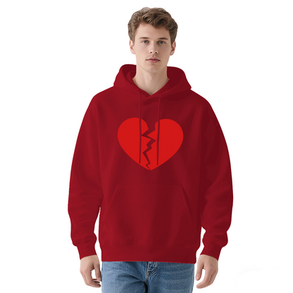Broken Heart Edgy Comfort Black Hoodie, Unisex Street Pullover