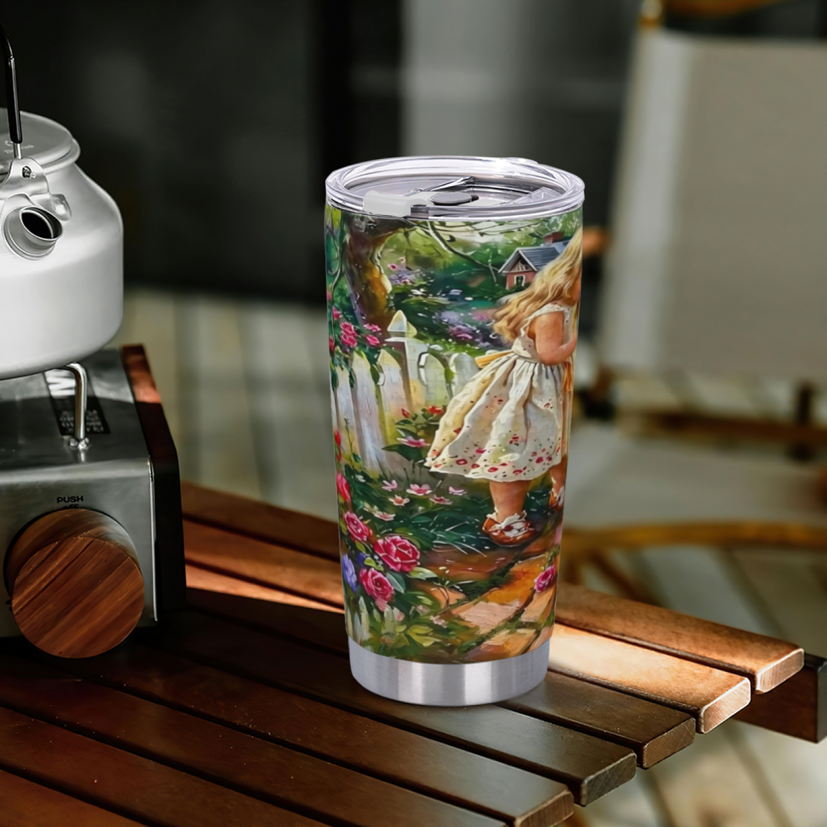 Whimsical Forest Deer & Wild Blooms Nature Art 20oz Stainless Steel Tumbler