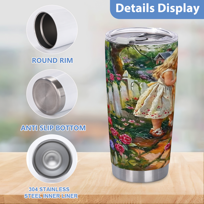 Whimsical Forest Deer & Wild Blooms Nature Art 20oz Stainless Steel Tumbler