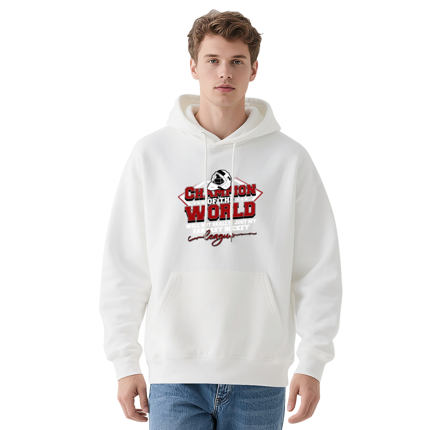 Champion Of The World Fantasy Hockey League Grey Hoodie, Sport Lover Cozy Daily Hoodie