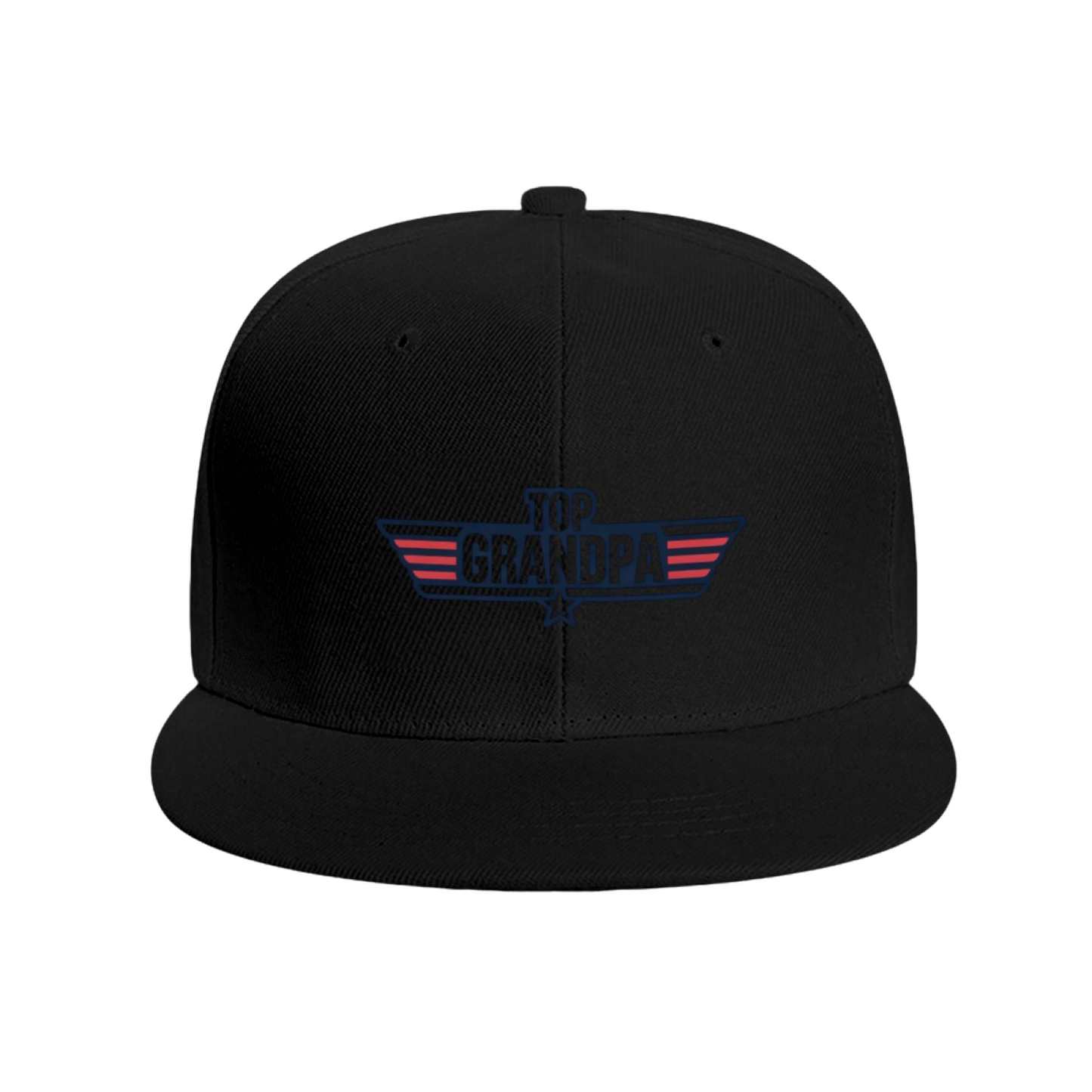 Top Grandpa Wing Star Logo White Flat Brim Hat, Patriotic Grandpa Gift Snapback