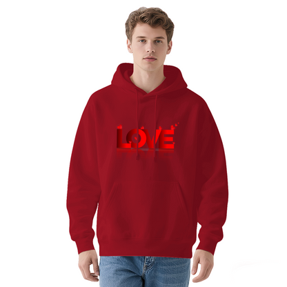 Red Heart LOVE Mirror Print Hoodie, Sweet Soft Comfort White Couple Hooded Top