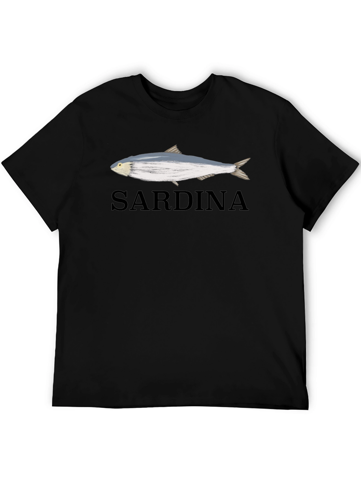 Sardina Graphic Tee - Black Cotton T-Shirt