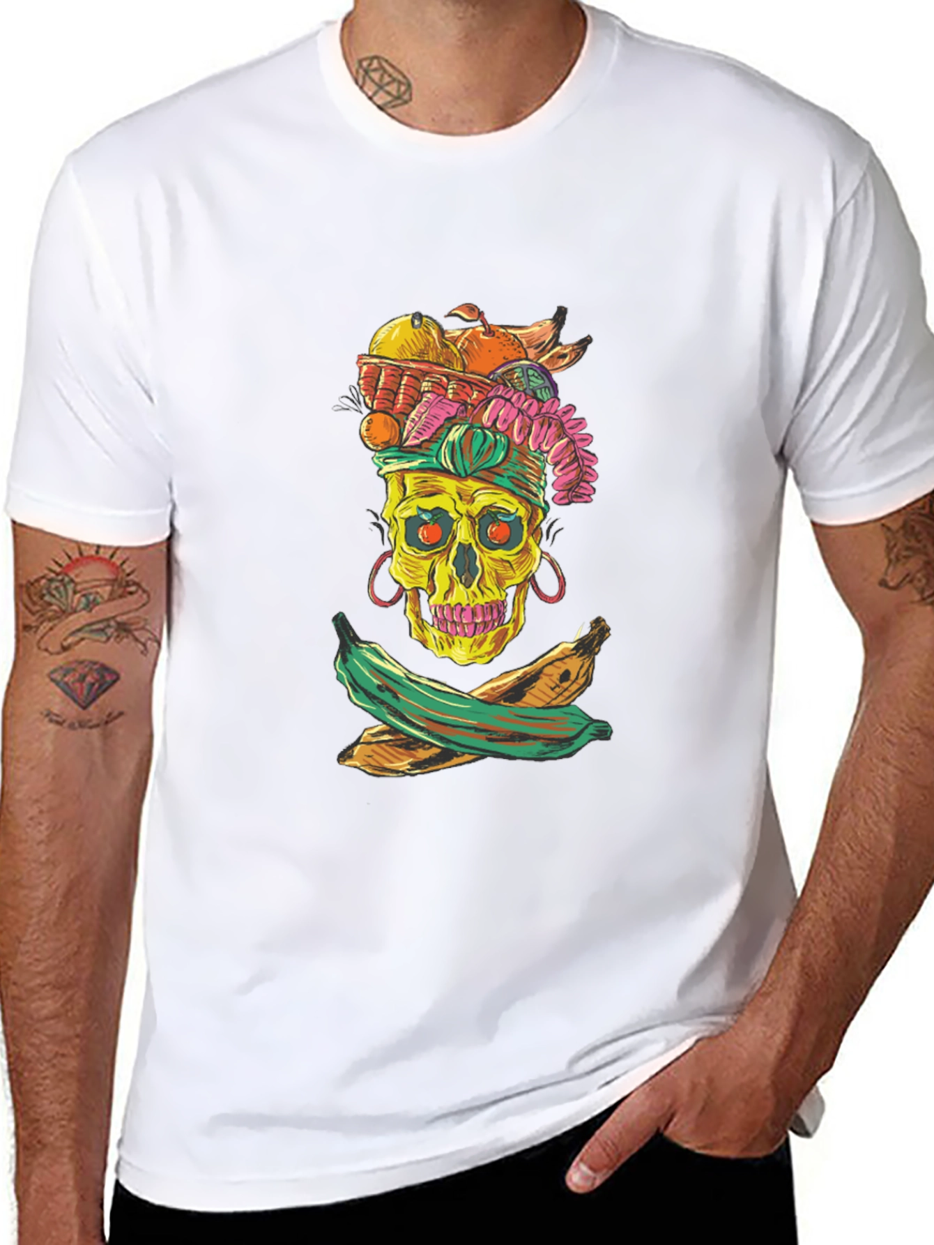 Skull & Fruit Graphic T-Shirt - Unique Design