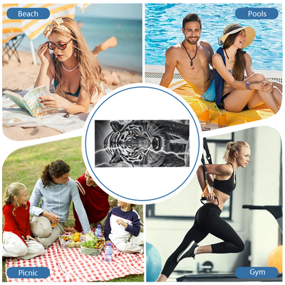 Black White Tiger Lightning Bold Print Beach Towel, Thick Soft & Quick Water Absorbent, Diverse Size Options Offer Sturdy Comfort for Outdoor Beach Trips