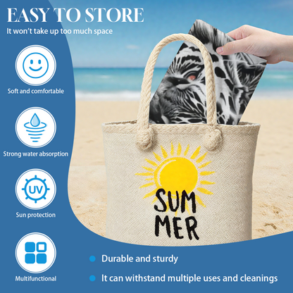 Black White Tiger Lightning Bold Print Beach Towel, Thick Soft & Quick Water Absorbent, Diverse Size Options Offer Sturdy Comfort for Outdoor Beach Trips