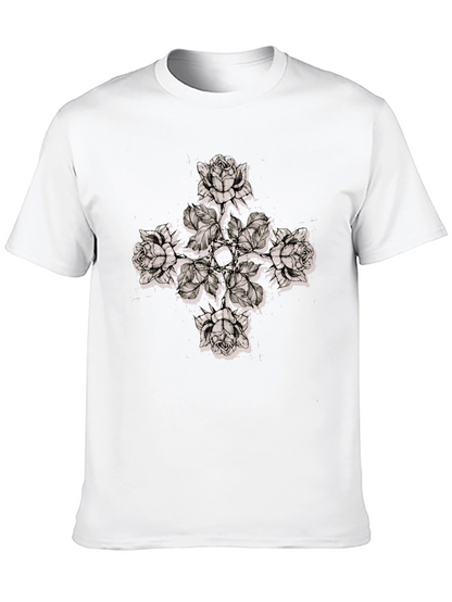 Floral Cross Graphic Print T-Shirt