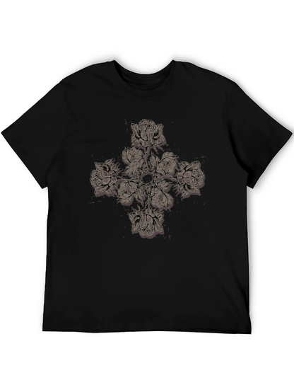Floral Cross Graphic Print T-Shirt