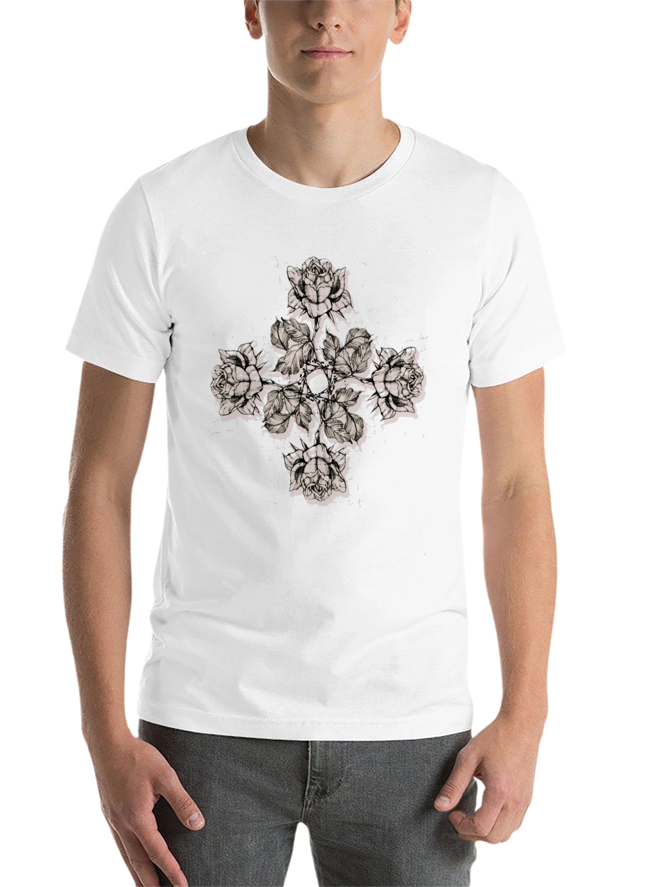 Floral Cross Graphic Print T-Shirt