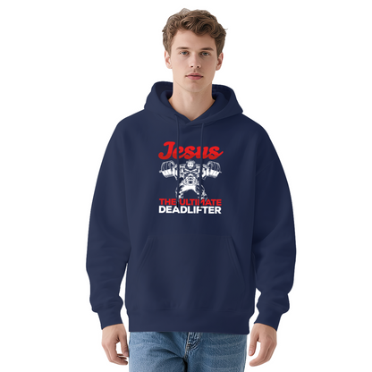 Jesus The Ultimate Deadlifter Navy Hoodie, Gym Men Comfort Top