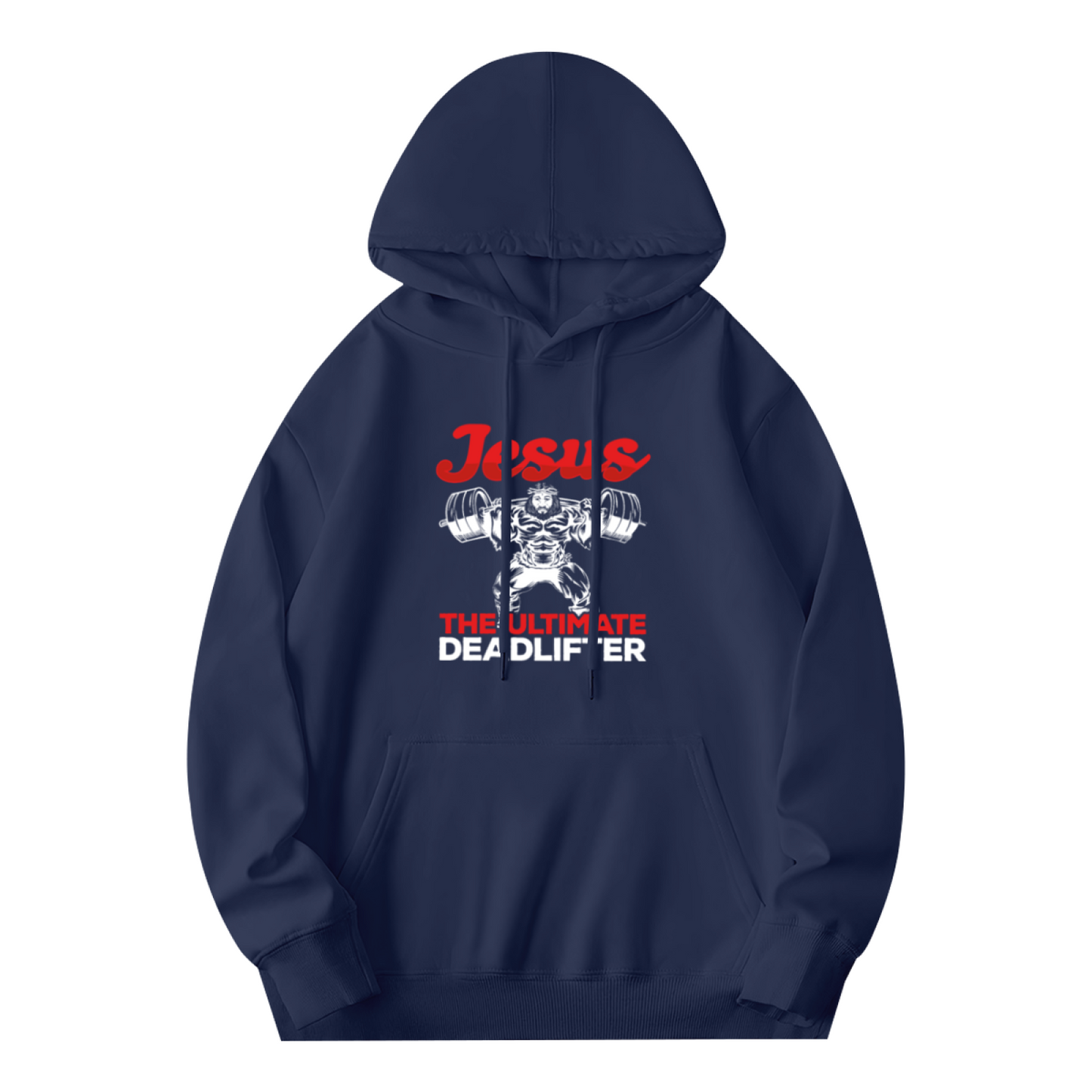 Jesus The Ultimate Deadlifter Navy Hoodie, Gym Men Comfort Top