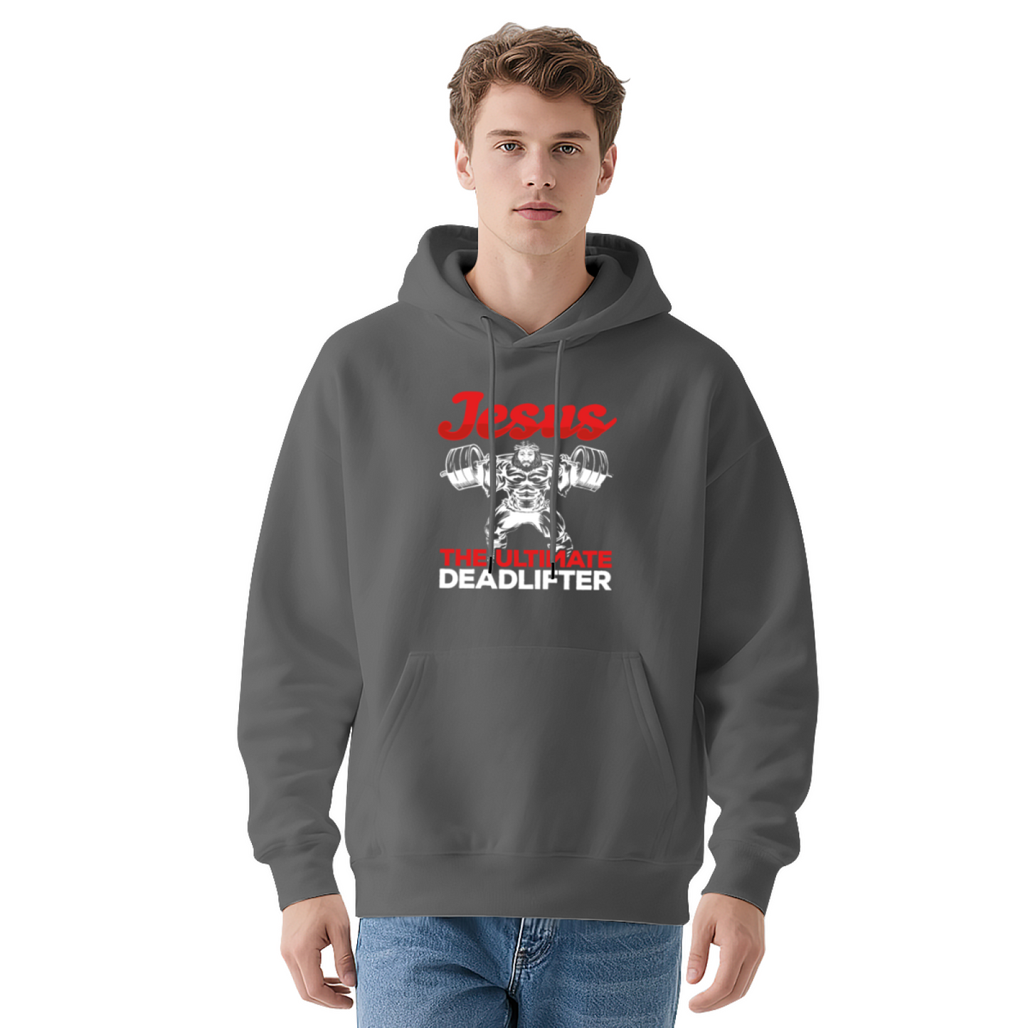 Jesus The Ultimate Deadlifter Navy Hoodie, Gym Men Comfort Top