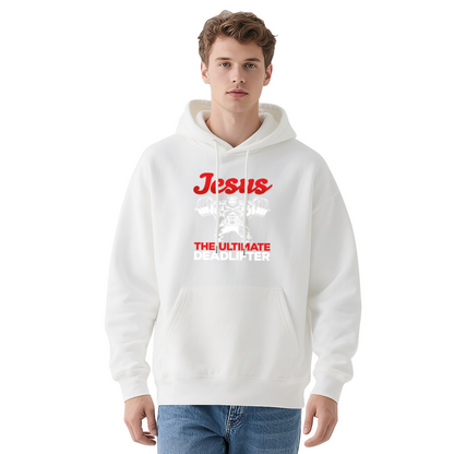 Jesus The Ultimate Deadlifter Navy Hoodie, Gym Men Comfort Top