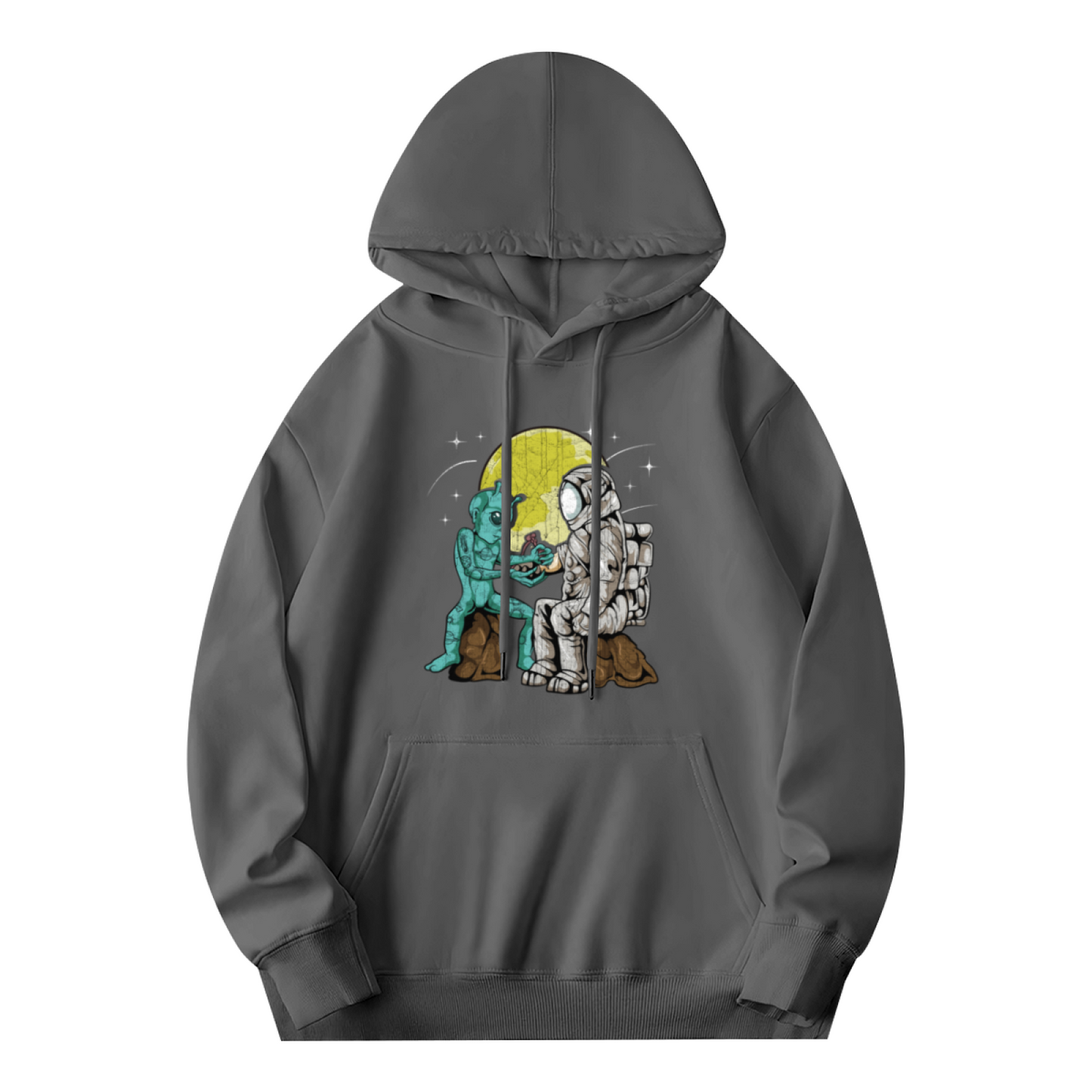 Retro Alien Astronaut Graphic Men Hoodie, All-Day Relax Comfort