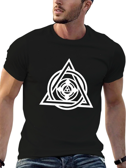 Geometric Triangle Circle Graphic Black T-Shirt