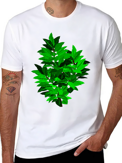 Leafy Bush Graphic Print Black T-Shirt