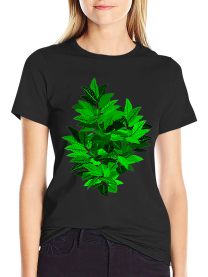 Leafy Bush Graphic Print Black T-Shirt