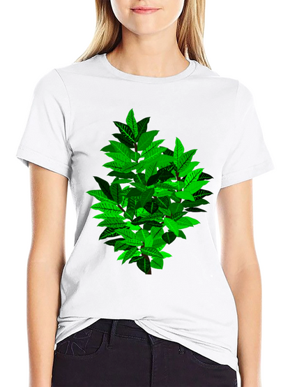 Leafy Bush Graphic Print Black T-Shirt