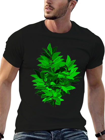 Leafy Bush Graphic Print Black T-Shirt