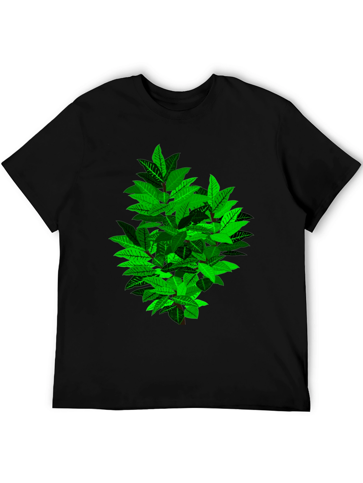 Leafy Bush Graphic Print Black T-Shirt