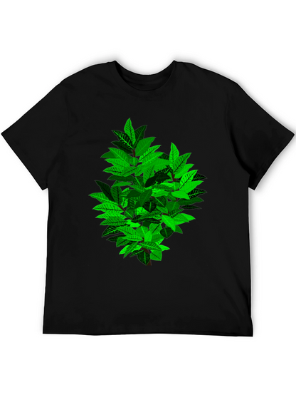 Leafy Bush Graphic Print Black T-Shirt