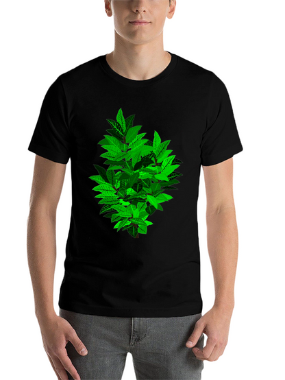 Leafy Bush Graphic Print Black T-Shirt