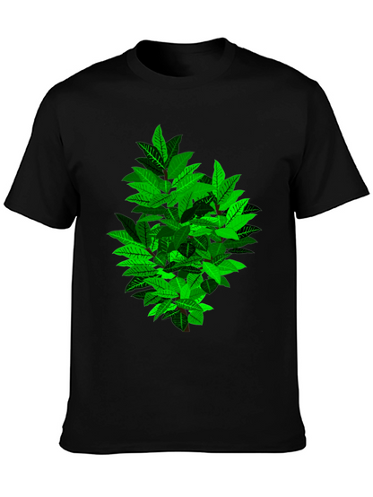 Leafy Bush Graphic Print Black T-Shirt