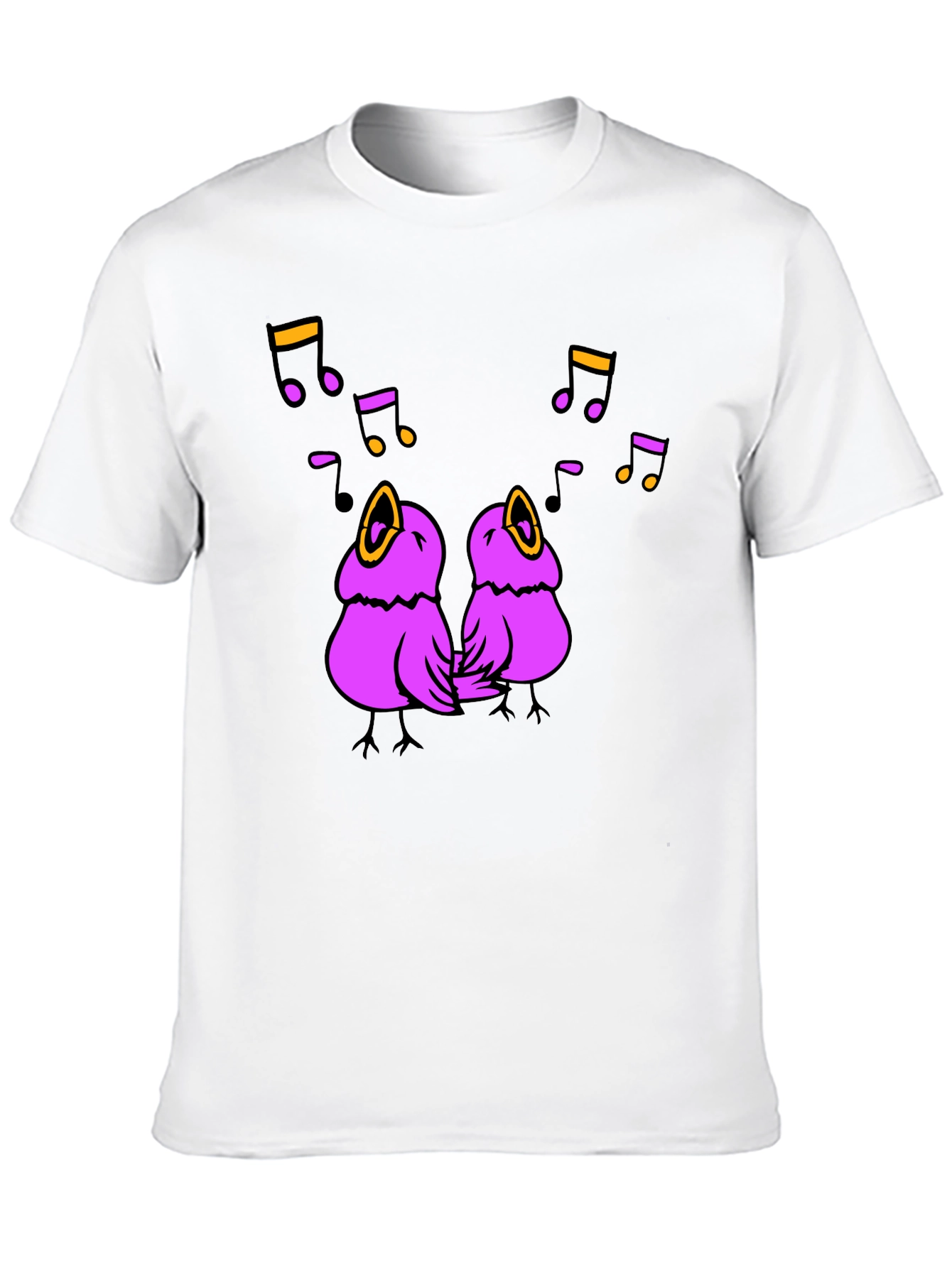 Singing Birds Graphic Tee - Black Cotton T-Shirt
