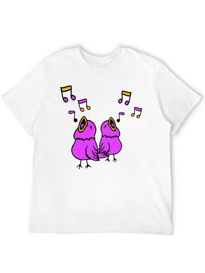 Singing Birds Graphic Tee - Black Cotton T-Shirt