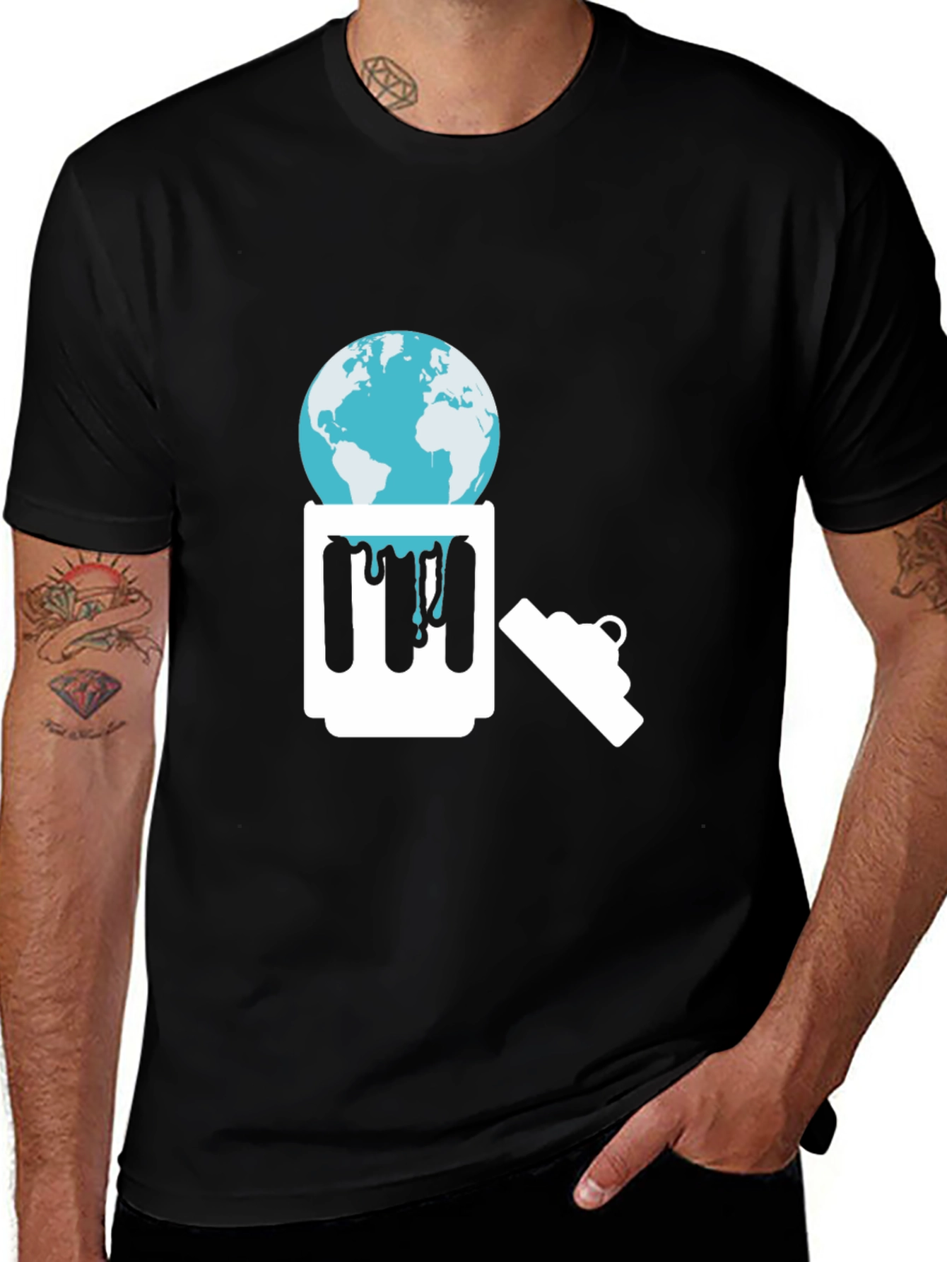 Eco-Awareness Graphic Tee - Earth in Trash