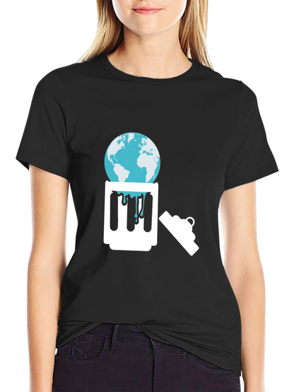 Eco-Awareness Graphic Tee - Earth in Trash