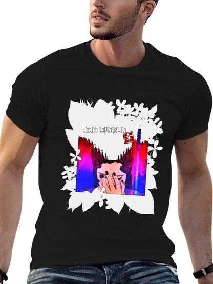 Sad World Graphic Print Black T-Shirt