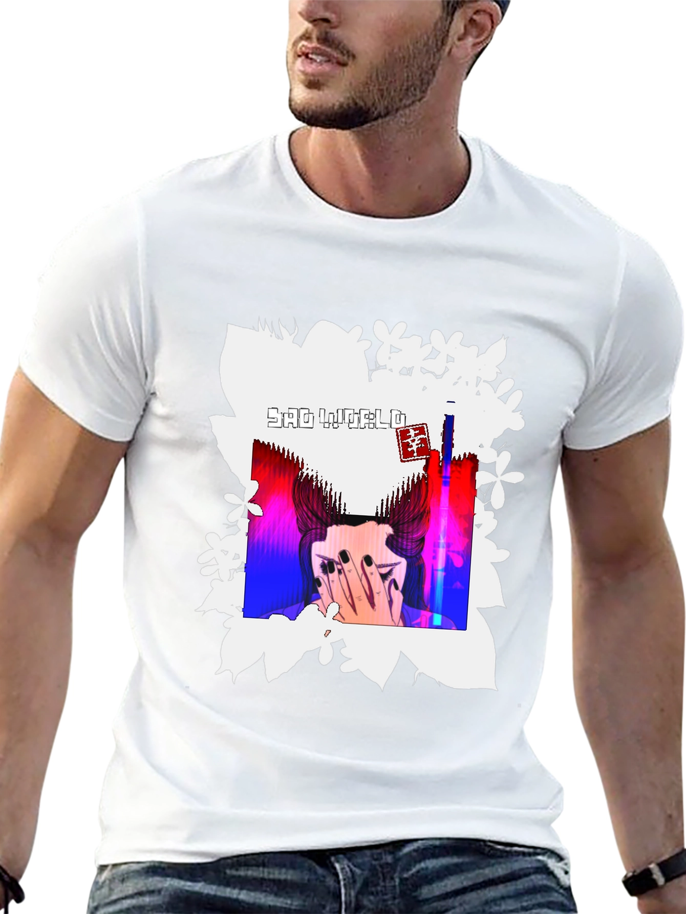 Sad World Graphic Print Black T-Shirt
