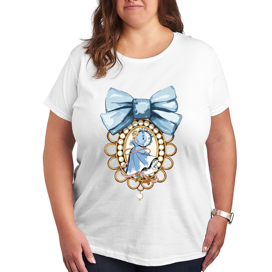 Cinderella Blue Bow Frame Coquette Plus Size Ladies Tee
