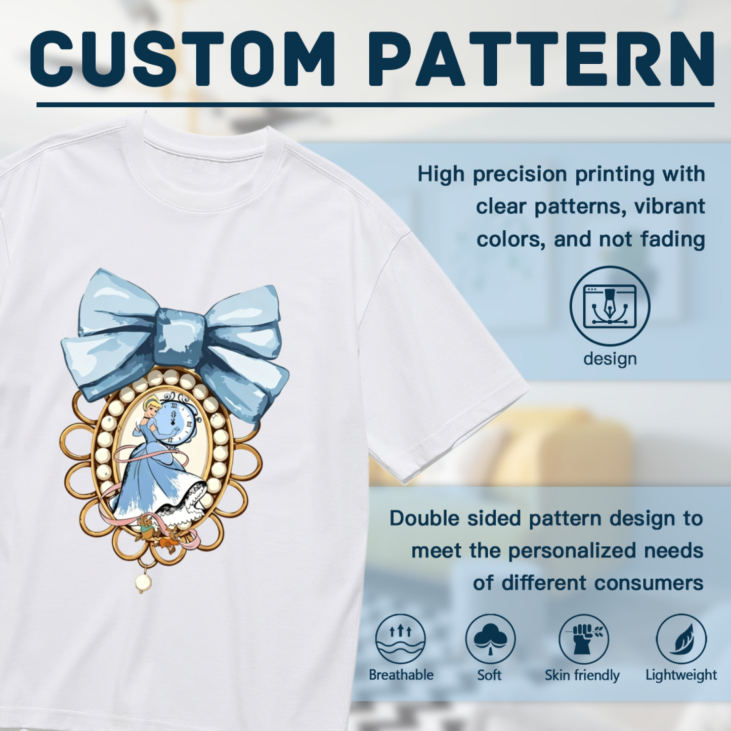 Cinderella Blue Bow Frame Coquette Plus Size Ladies Tee
