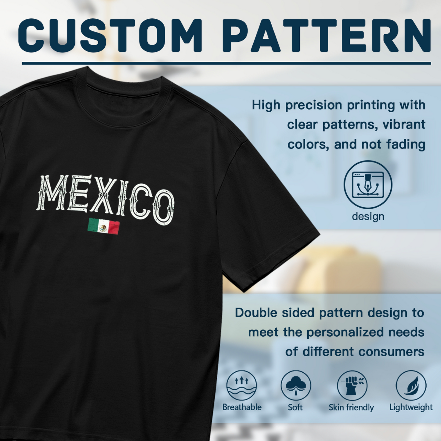 Vintage Distressed MEXICO Text With Mexican Flag Plus Size Women's Printed T-Shirt
