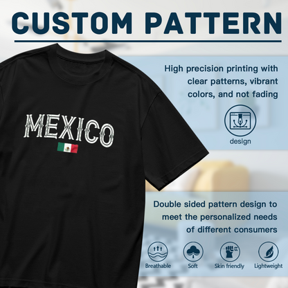 Vintage Distressed MEXICO Text With Mexican Flag Plus Size Women's Printed T-Shirt