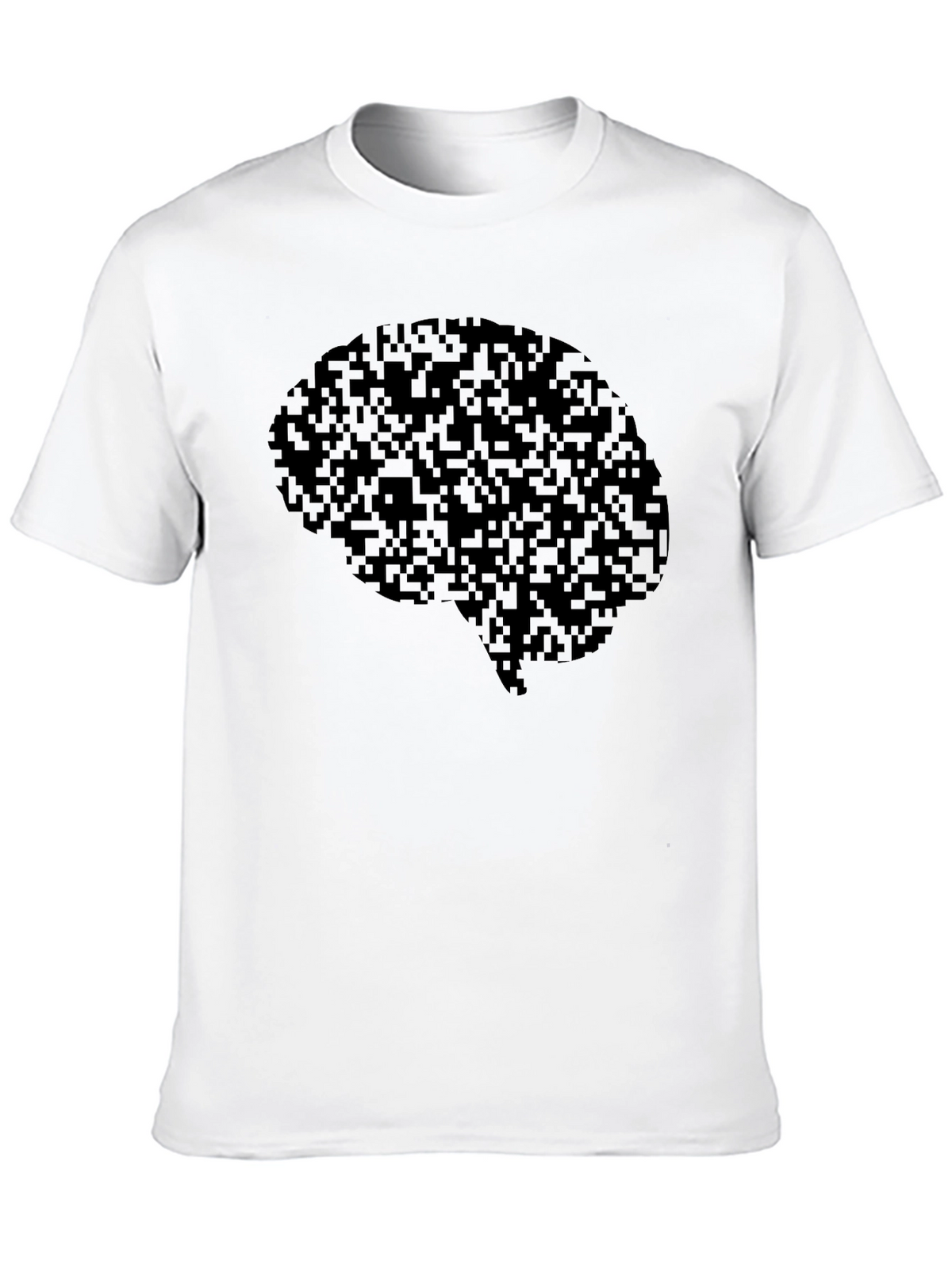 Pixel Brain Graphic Tee - Black Cotton Casual Shirt