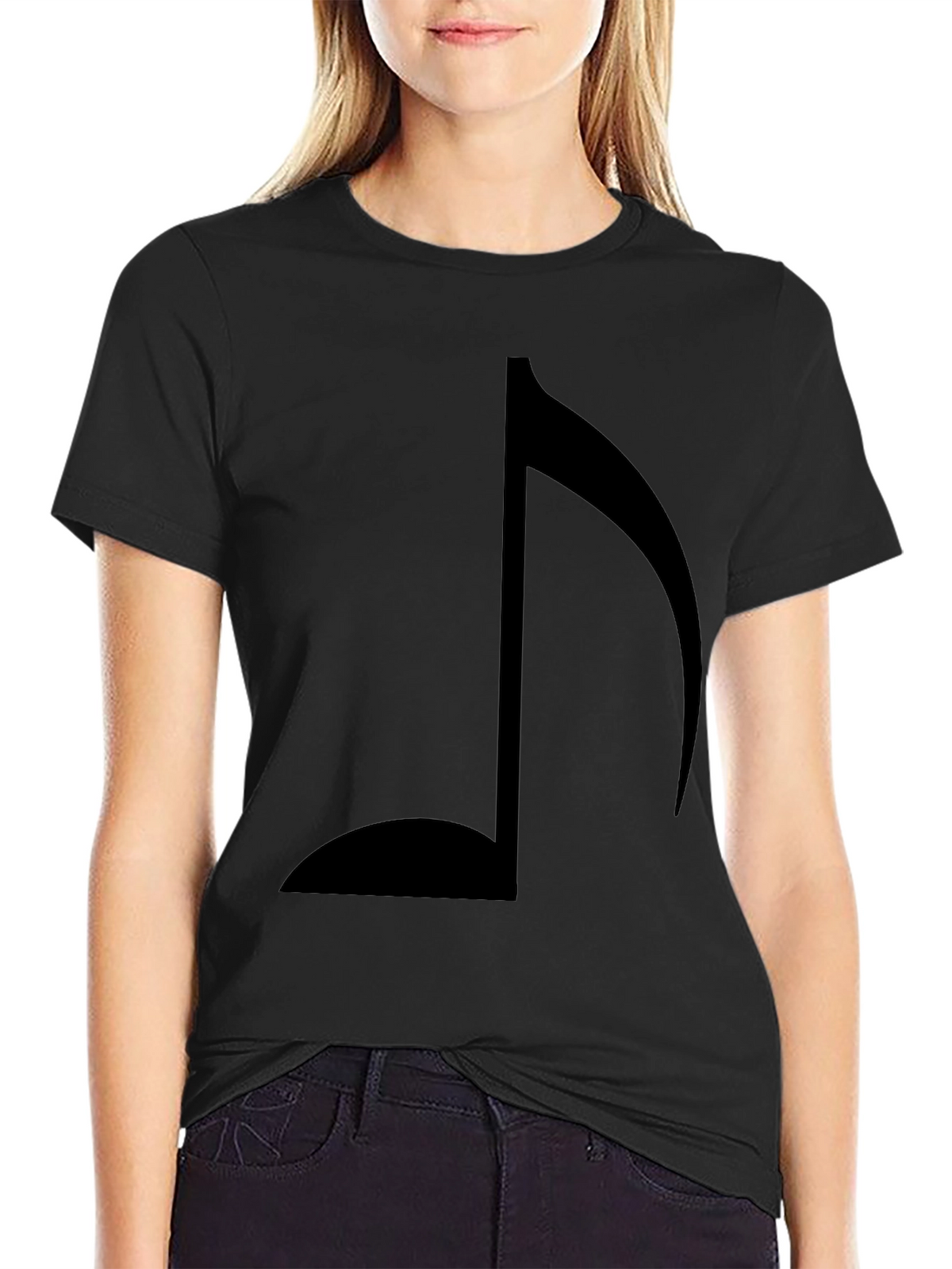 Musical Note Graphic Tee - Stylish Black T-Shirt
