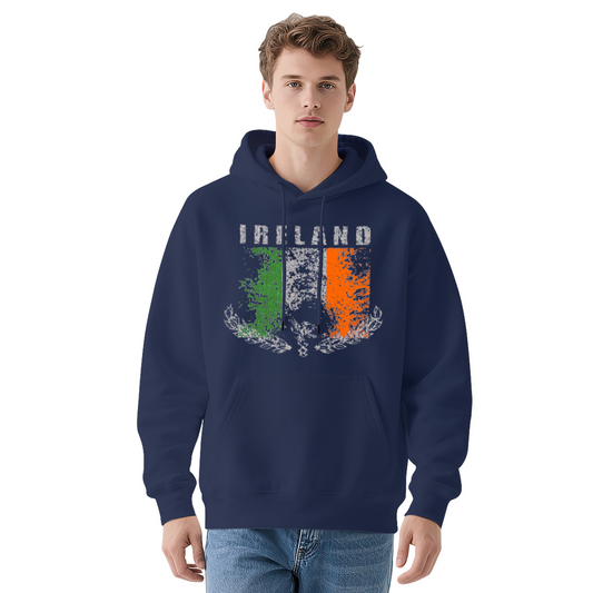 Vintage Distressed Ireland Flag Graphic Hoodie, Unisex Cozy National Sweatshirt