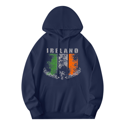 Vintage Distressed Ireland Flag Graphic Hoodie, Unisex Cozy National Sweatshirt