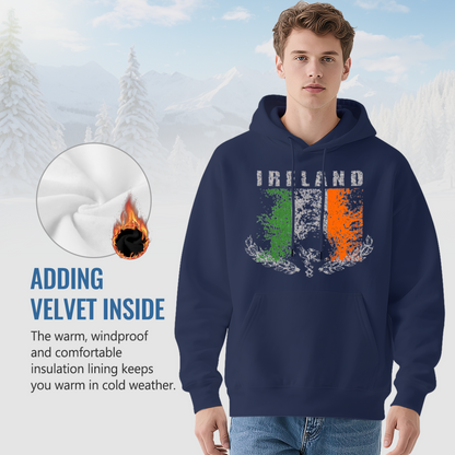 Vintage Distressed Ireland Flag Graphic Hoodie, Unisex Cozy National Sweatshirt
