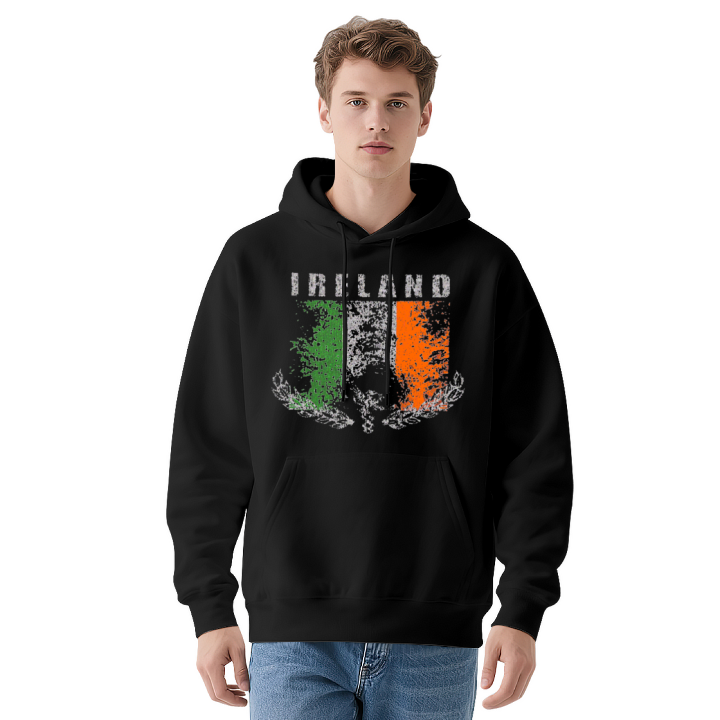 Vintage Distressed Ireland Flag Graphic Hoodie, Unisex Cozy National Sweatshirt