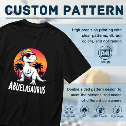 Retro Sunset Rainbow Bandana Abuelasaurus Dinosaur Women Tee