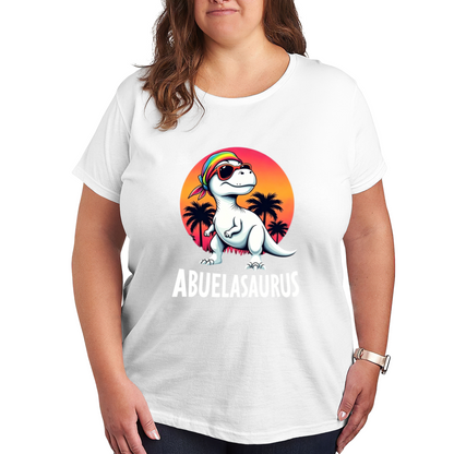Retro Sunset Rainbow Bandana Abuelasaurus Dinosaur Women Tee