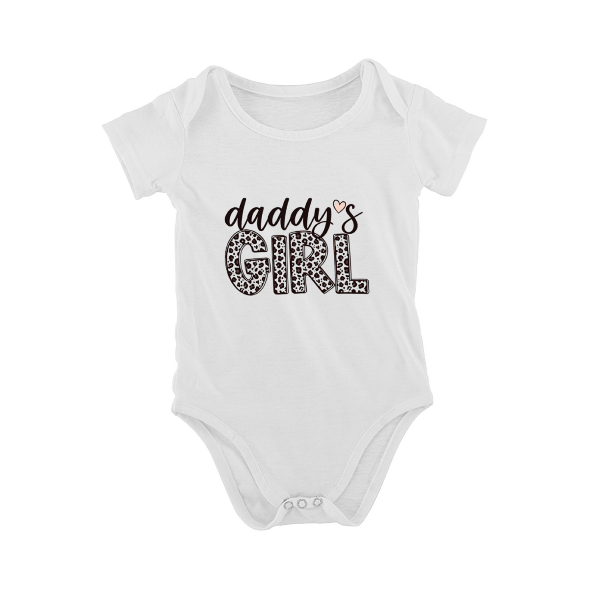Daddy¡¯s Girl Leopard Print Cute Heart Baby Girl White Bodysuit
